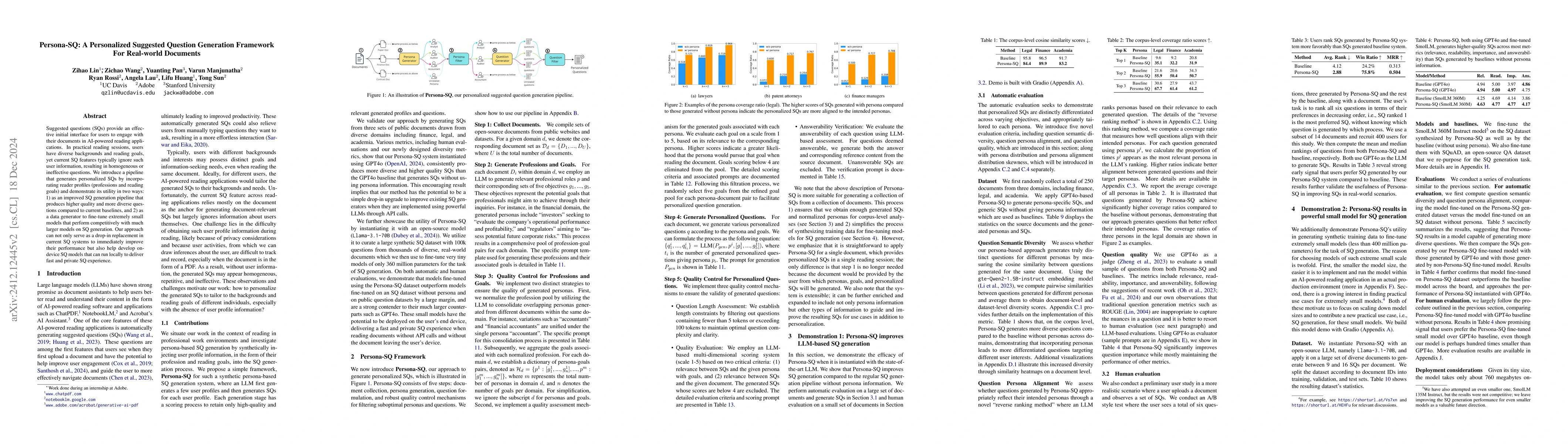 Thumbnail for Persona-SQ: A Personalized Suggested Question Generation Framework For
  Real-world Documents