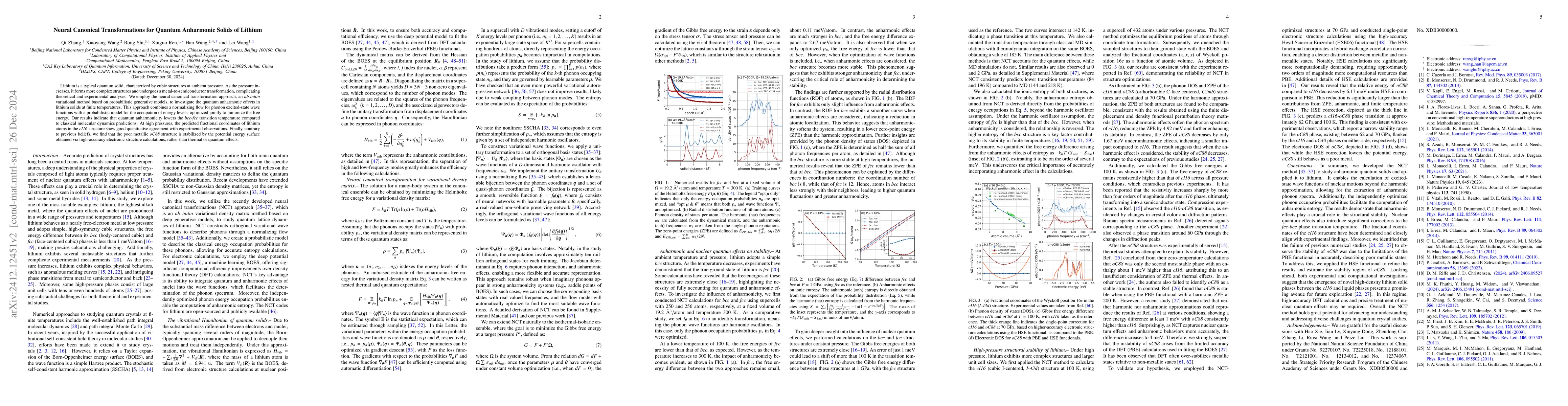 Thumbnail for Neural Canonical Transformations for Quantum Anharmonic Solids of
  Lithium