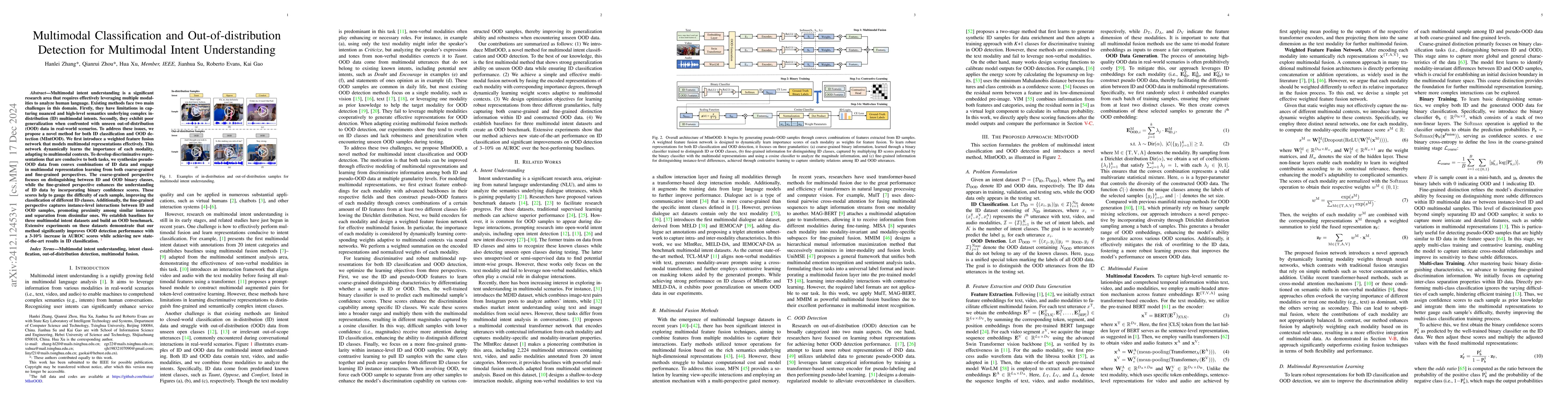 Thumbnail for Multimodal Classification and Out-of-distribution Detection for
  Multimodal Intent Understanding