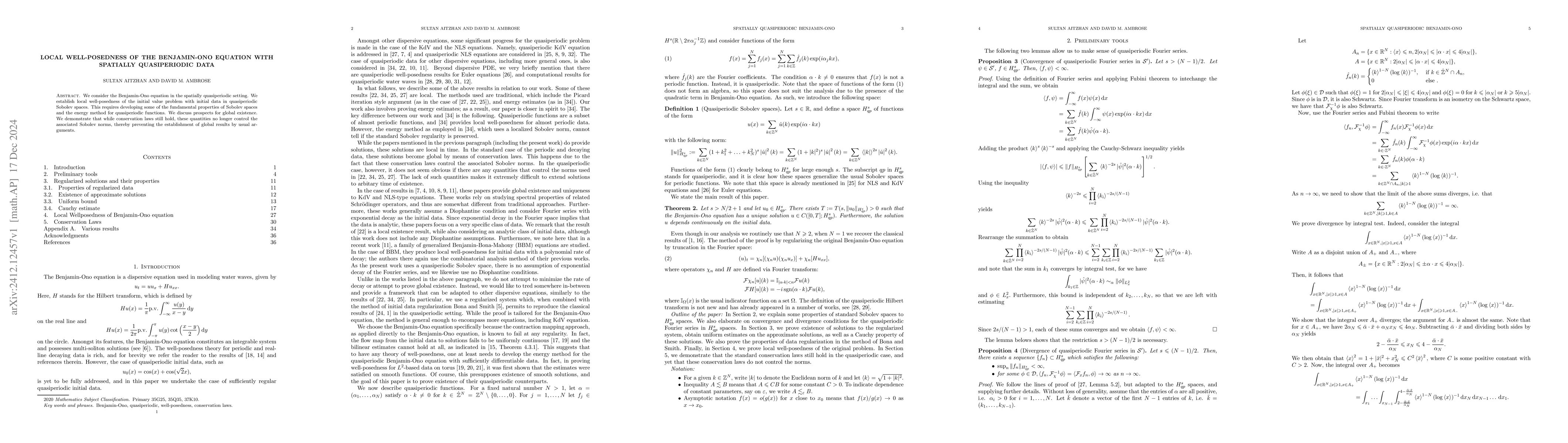 Thumbnail for Local well-posedness of the Benjamin-Ono equation with spatially
  quasiperiodic data