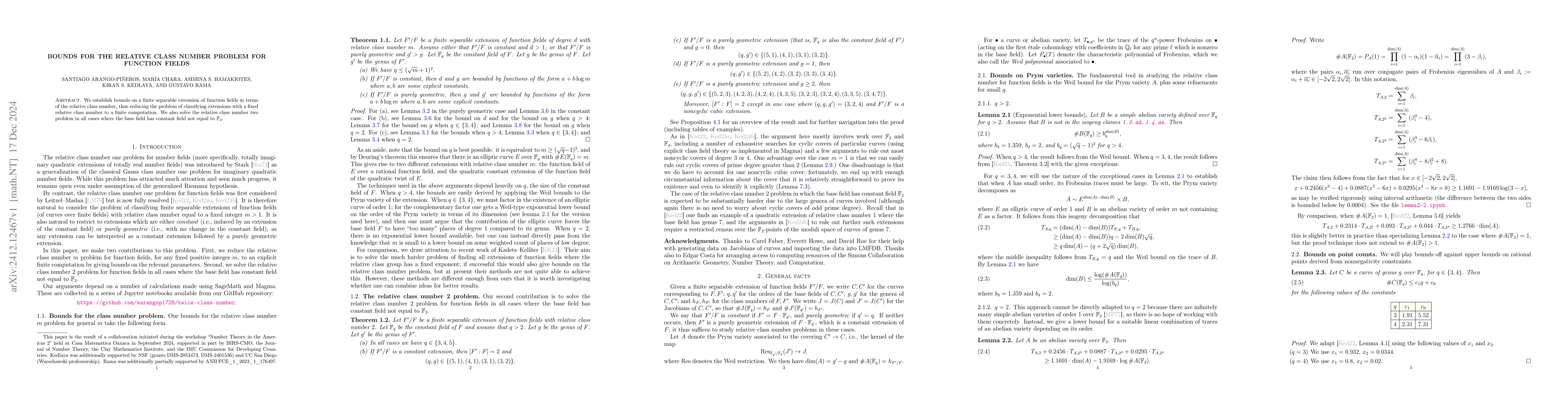 Thumbnail for Bounds for the relative class number problem for function fields