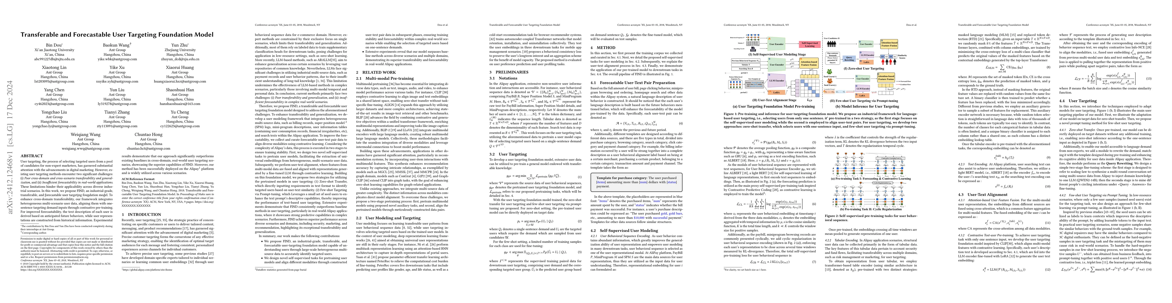 Thumbnail for Transferable and Forecastable User Targeting Foundation Model