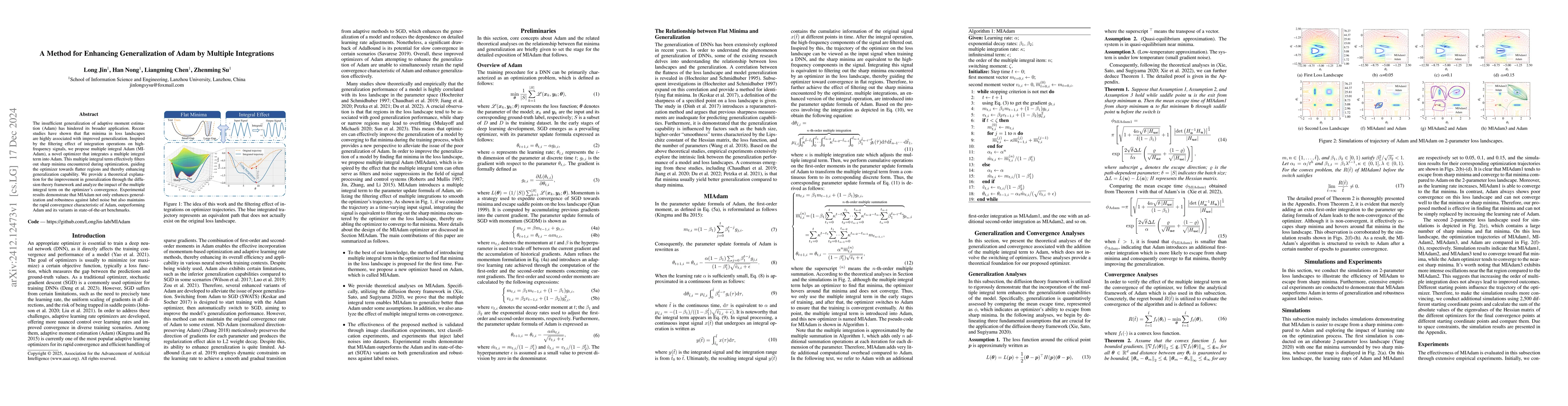 Thumbnail for A Method for Enhancing Generalization of Adam by Multiple Integrations