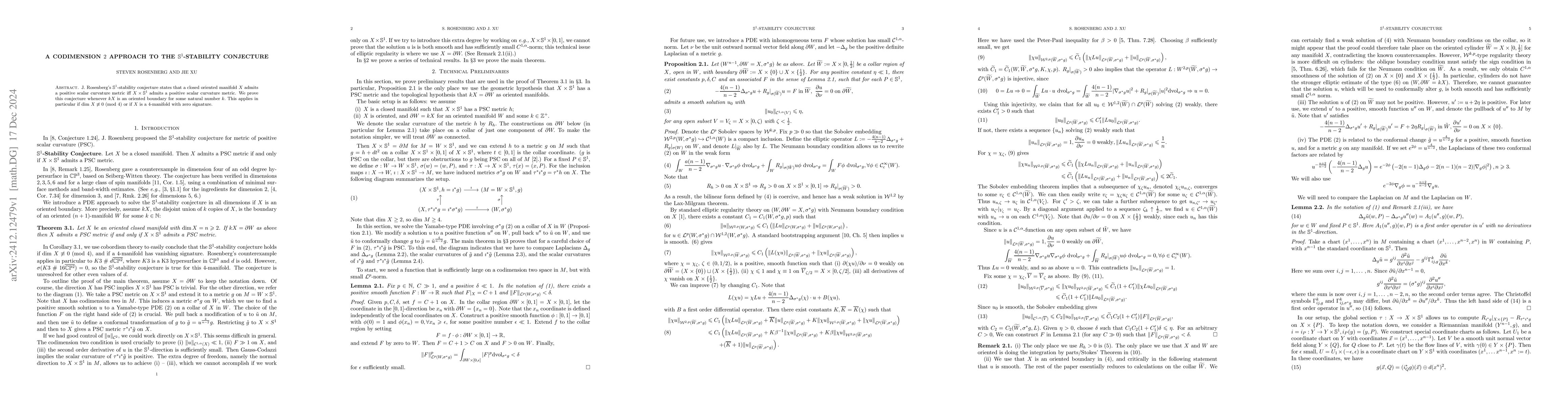 Thumbnail for A Codimension Two Approach to the $\mathbb{S}^1$-Stability Conjecture