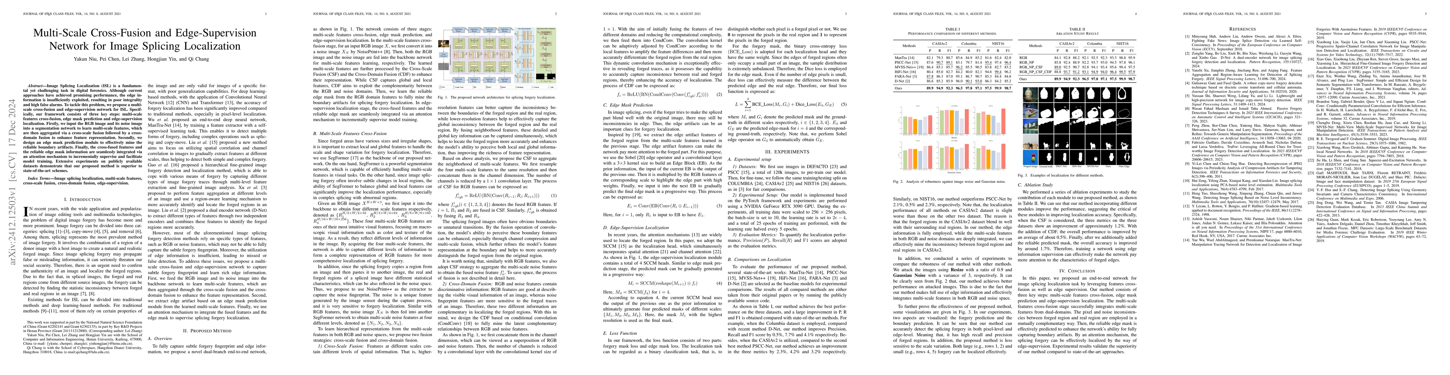 Thumbnail for Multi-Scale Cross-Fusion and Edge-Supervision Network for Image Splicing
  Localization
