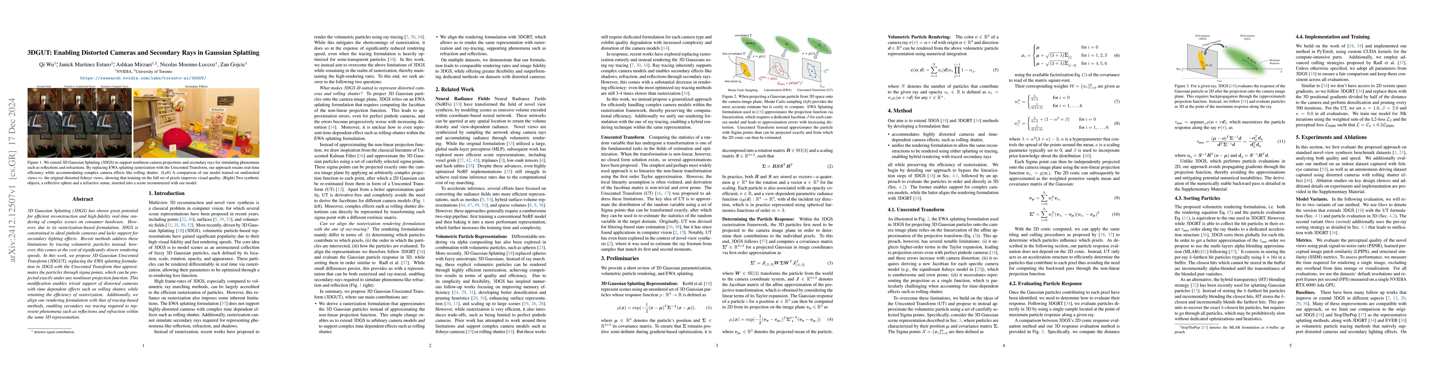 Thumbnail for 3DGUT: Enabling Distorted Cameras and Secondary Rays in Gaussian
  Splatting