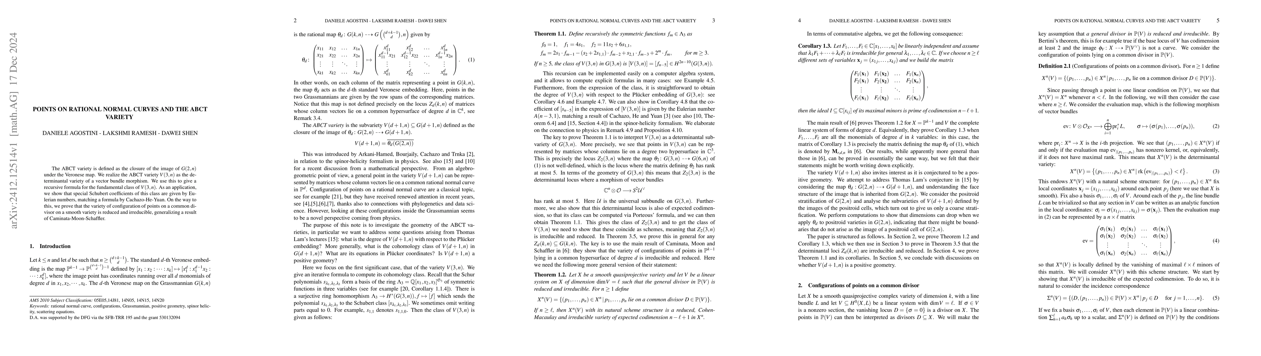 Thumbnail for Points on Rational Normal Curves and the ABCT Variety