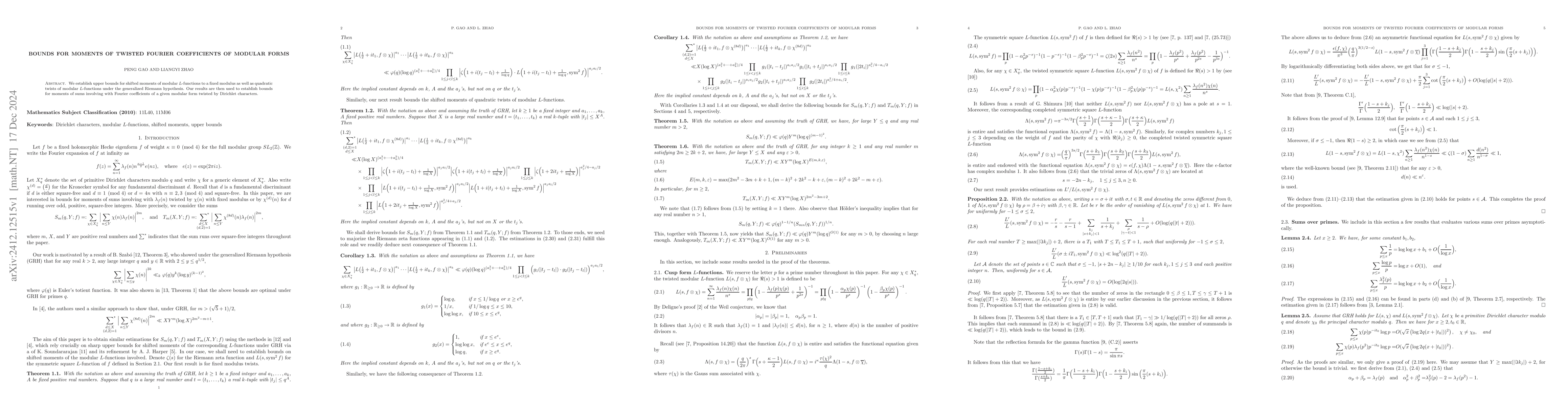 Thumbnail for Bounds for Moments of Twisted Fourier coefficients of Modular Forms