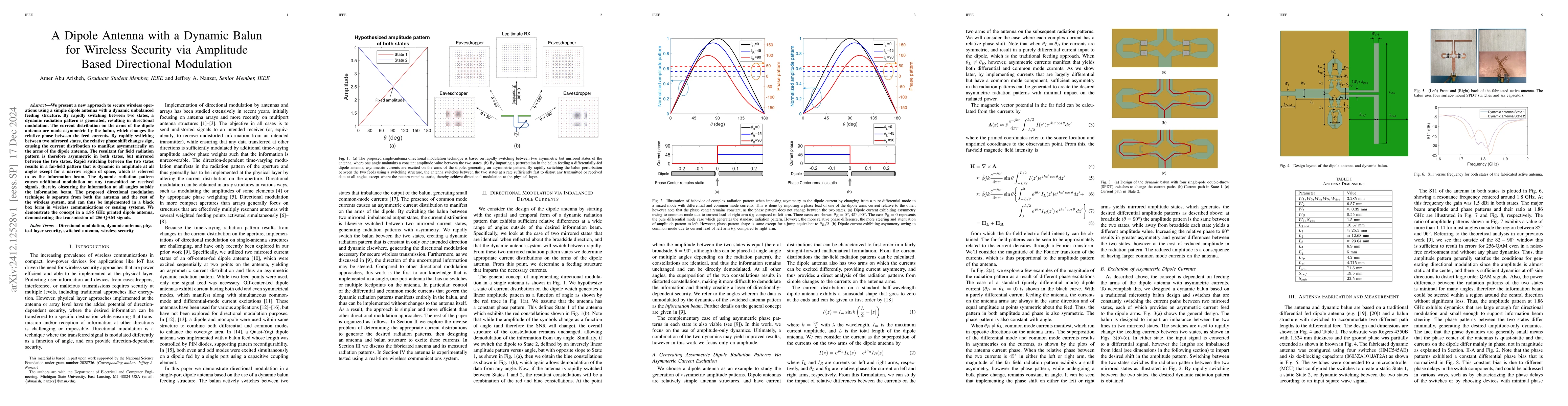 Thumbnail for A Dipole Antenna with a Dynamic Balun for Wireless Security via
  Amplitude Based Directional Modulation