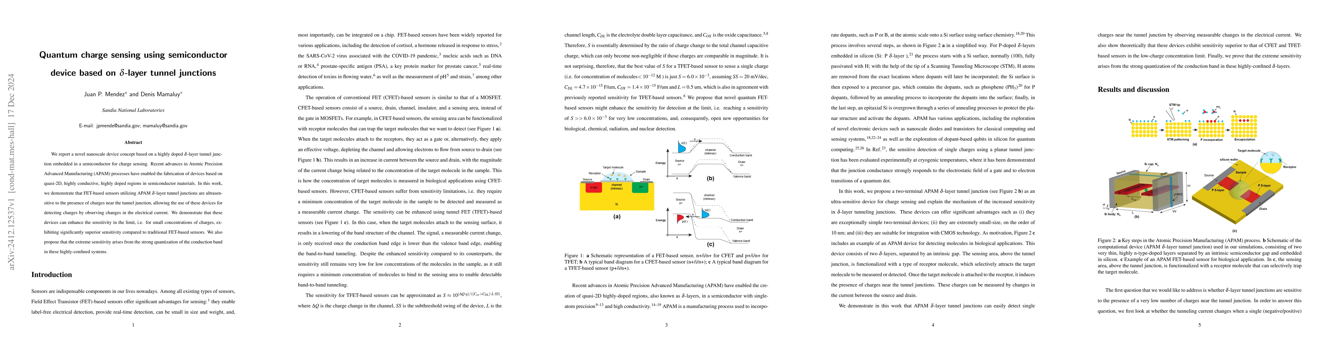 Thumbnail for Quantum charge sensing using semiconductor device based on
  $δ$-layer tunnel junctions
