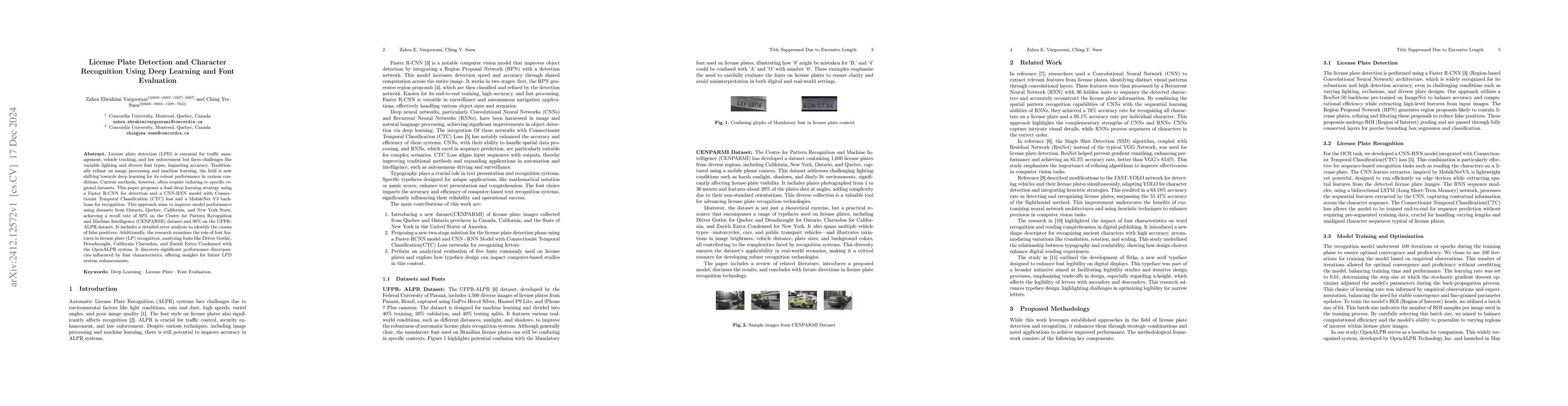 Thumbnail for License Plate Detection and Character Recognition Using Deep Learning
  and Font Evaluation