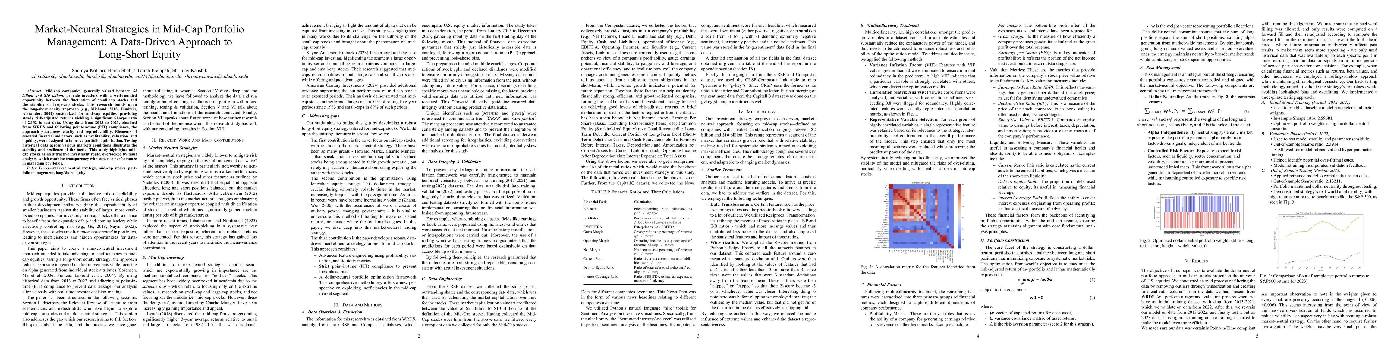 Thumbnail for Market-Neutral Strategies in Mid-Cap Portfolio Management: A Data-Driven
  Approach to Long-Short Equity