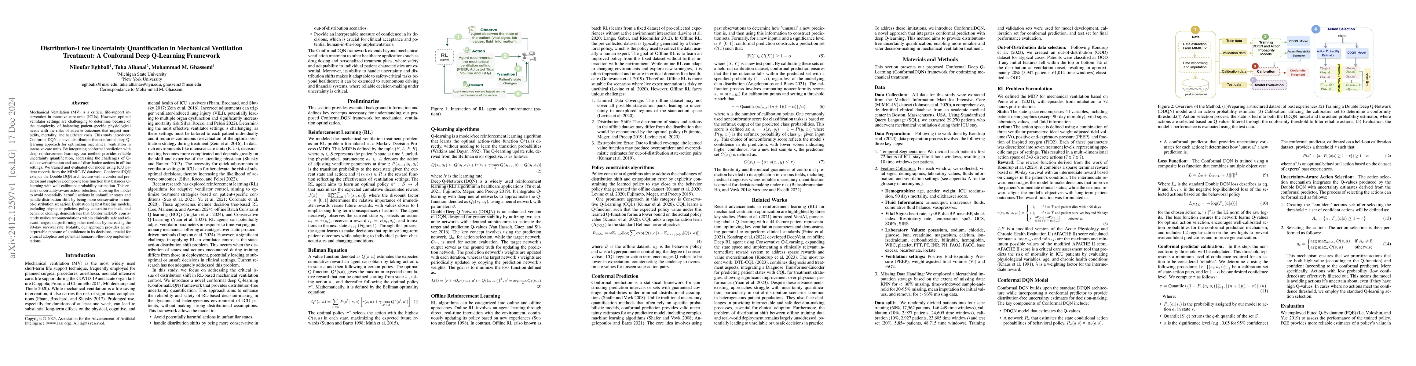 Thumbnail for Distribution-Free Uncertainty Quantification in Mechanical Ventilation
  Treatment: A Conformal Deep Q-Learning Framework