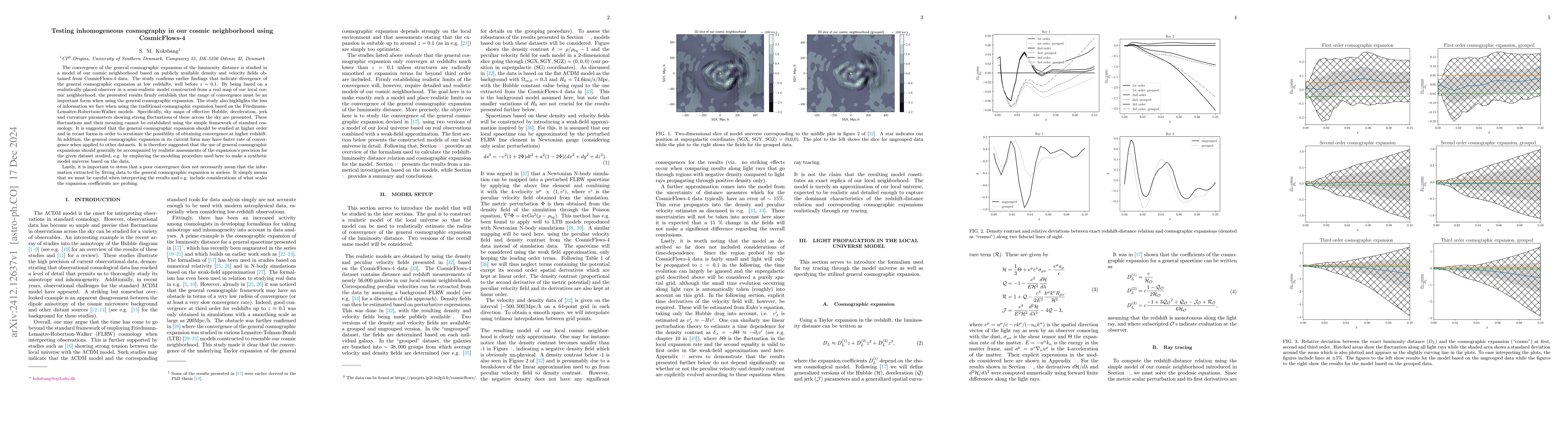 Thumbnail for Testing inhomogeneous cosmography in our cosmic neighborhood using
  CosmicFlows-4