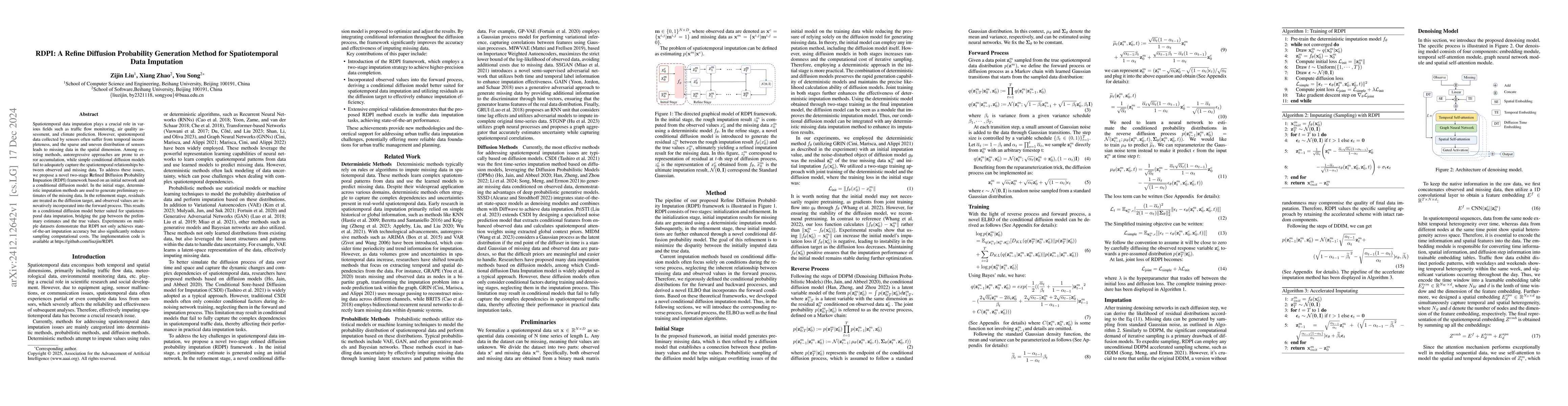 Thumbnail for RDPI: A Refine Diffusion Probability Generation Method for
  Spatiotemporal Data Imputation