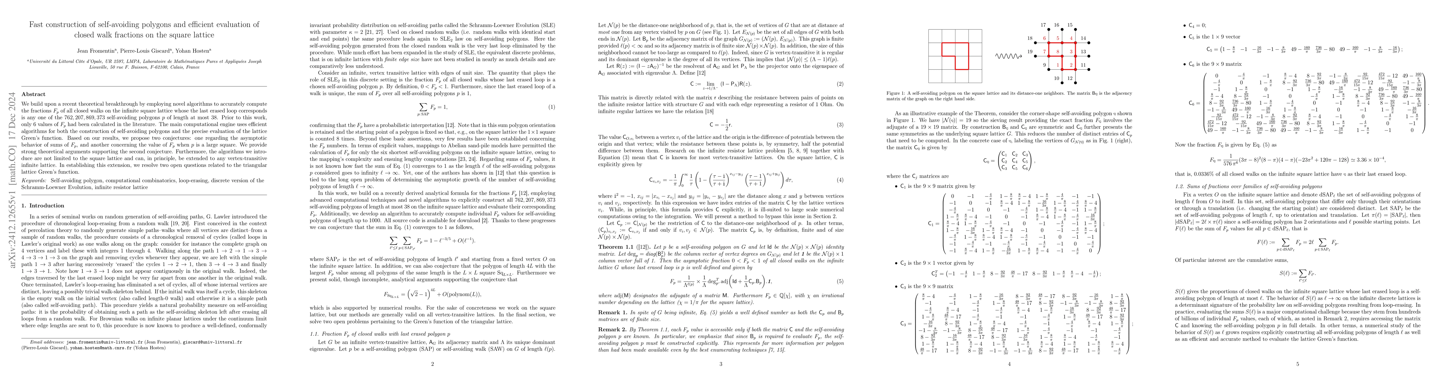 Thumbnail for Fast construction of self-avoiding polygons and efficient evaluation of
  closed walk fractions on the square lattice