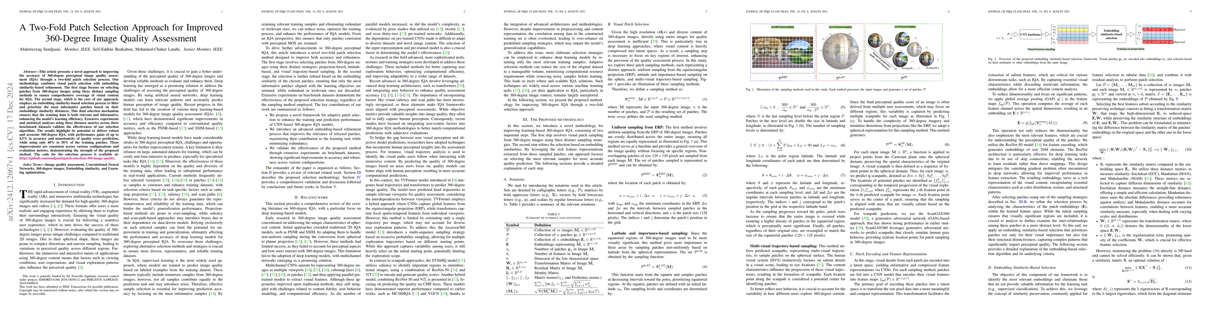 Thumbnail for A Two-Fold Patch Selection Approach for Improved 360-Degree Image
  Quality Assessment