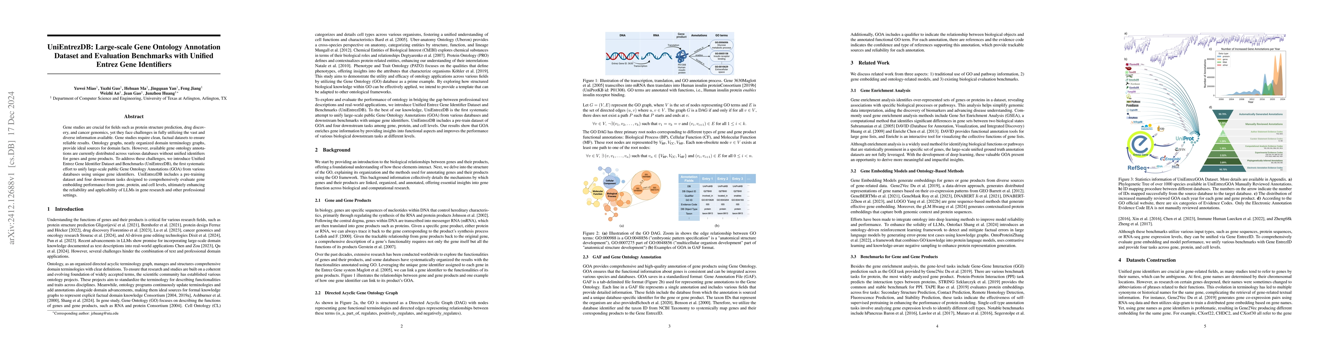 Thumbnail for UniEntrezDB: Large-scale Gene Ontology Annotation Dataset and Evaluation
  Benchmarks with Unified Entrez Gene Identifiers