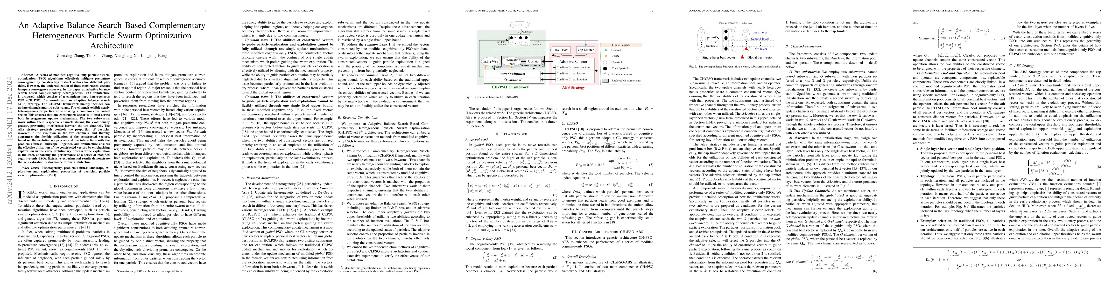 Thumbnail for An Adaptive Balance Search Based Complementary Heterogeneous Particle
  Swarm Optimization Architecture