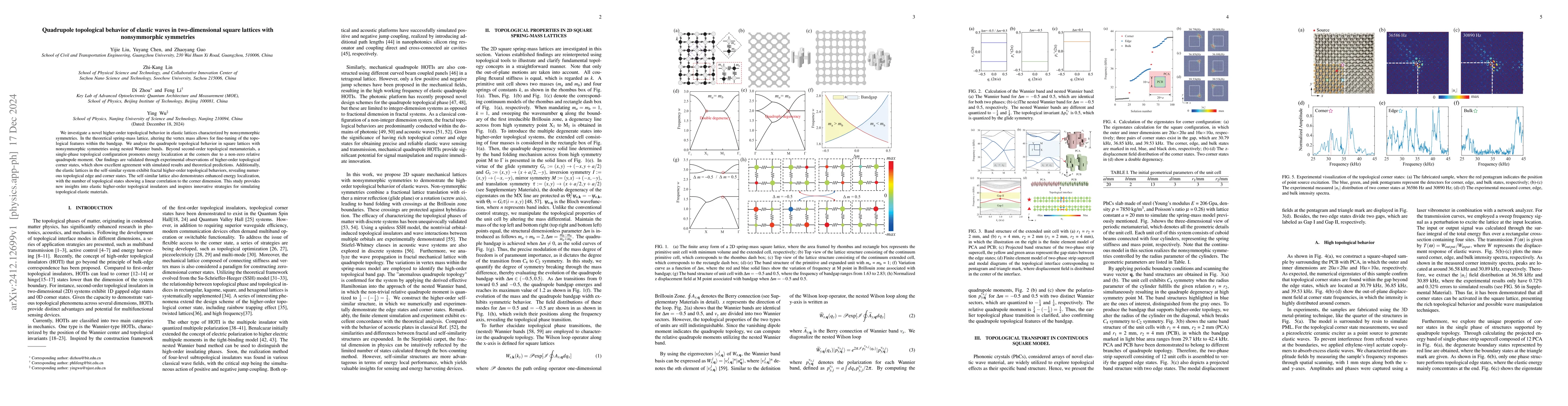 Thumbnail for Quadrupole topological behavior of elastic waves in two-dimensional
  square lattices with nonsymmorphic symmetries