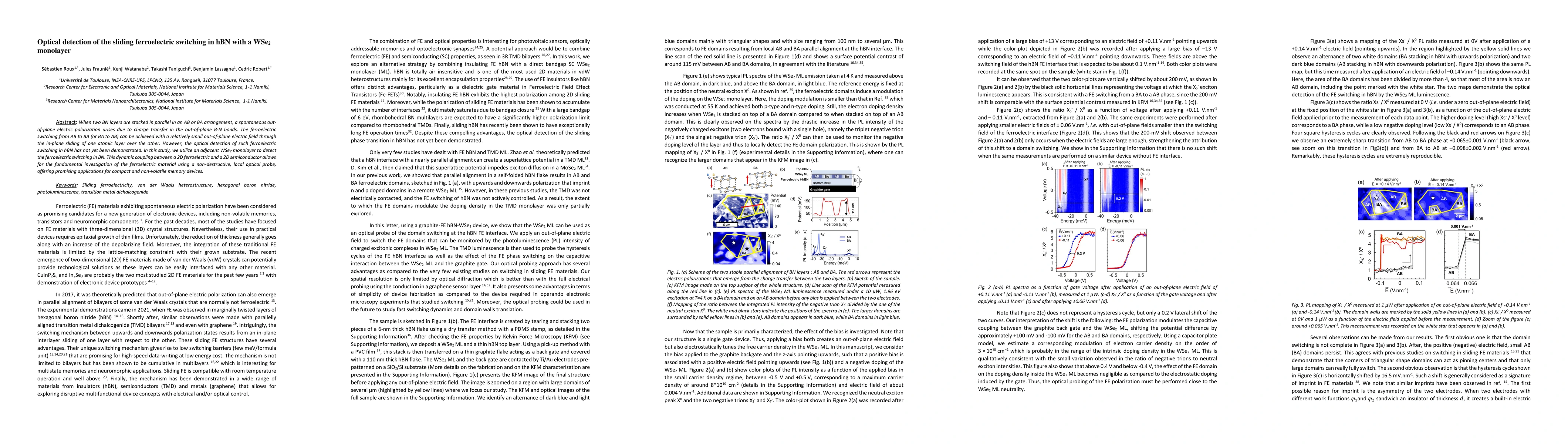 Thumbnail for Optical detection of the sliding ferroelectric switching in hBN with a
  WSe2 monolayer