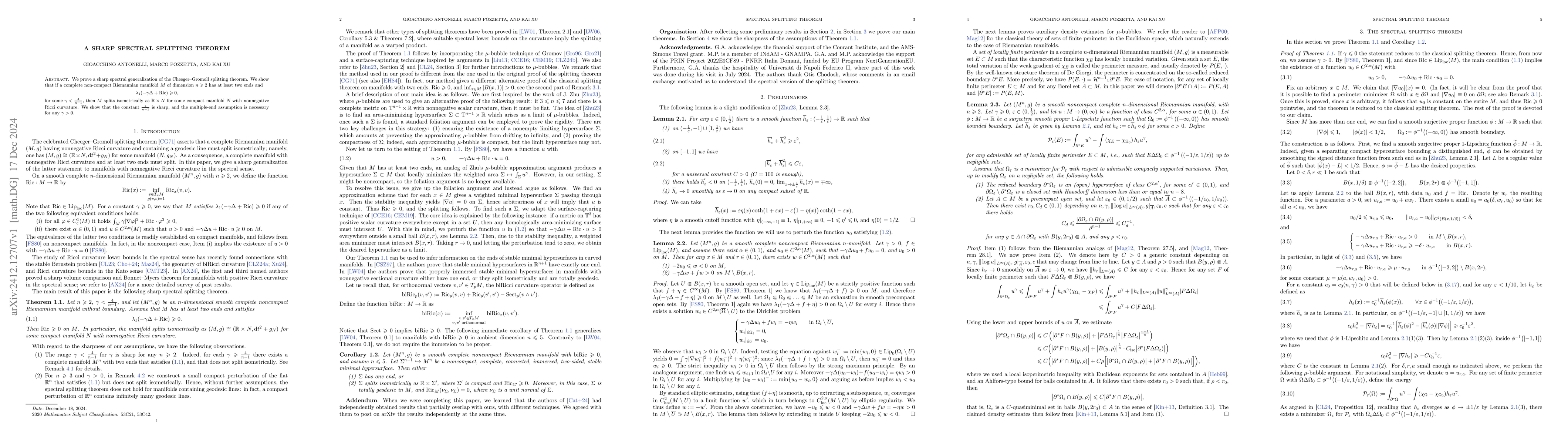 Thumbnail for A sharp spectral splitting theorem
