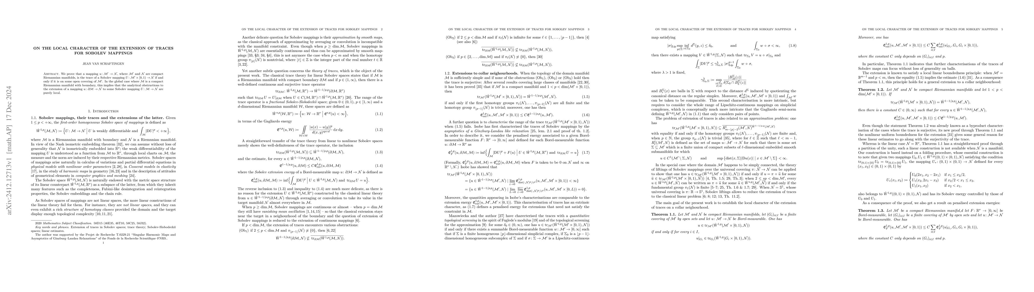 Thumbnail for On the local character of the extension of traces for Sobolev mappings