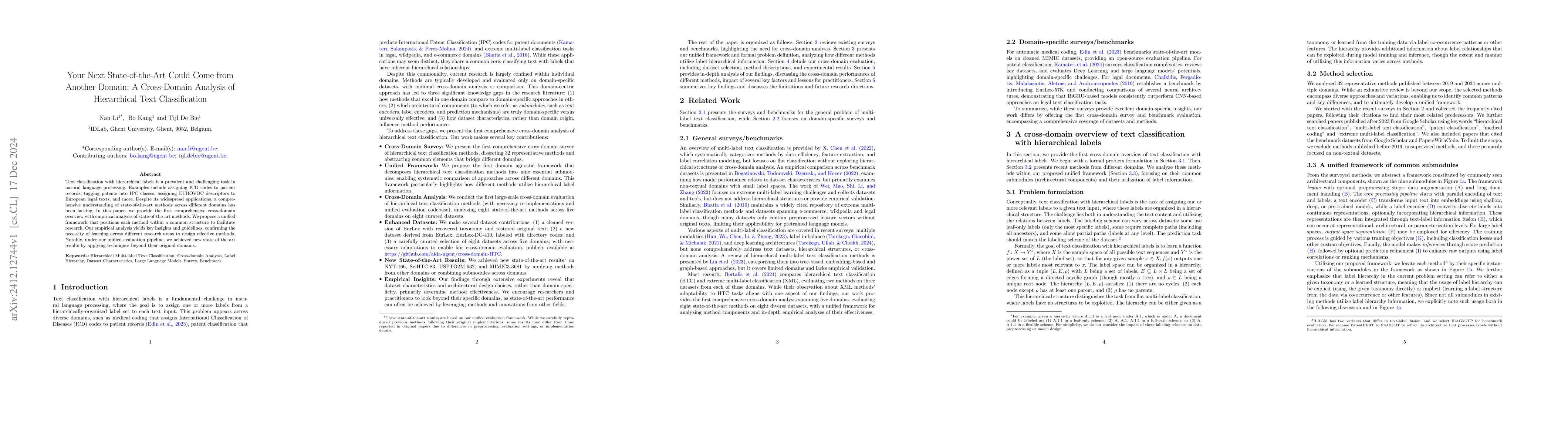 Thumbnail for Your Next State-of-the-Art Could Come from Another Domain: A
  Cross-Domain Analysis of Hierarchical Text Classification