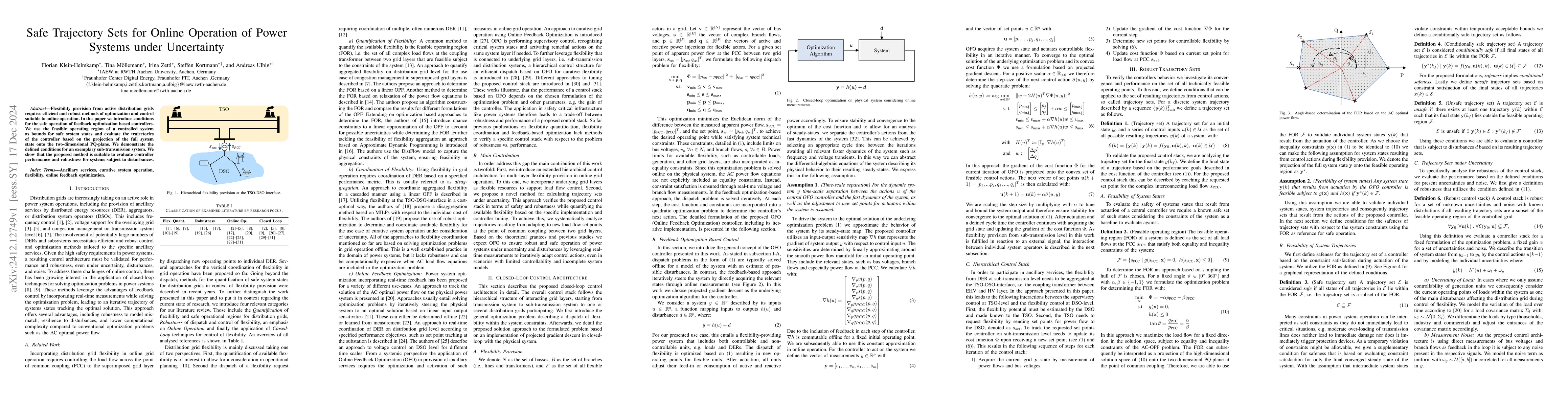 Thumbnail for Safe Trajectory Sets for Online Operation of Power Systems under
  Uncertainty