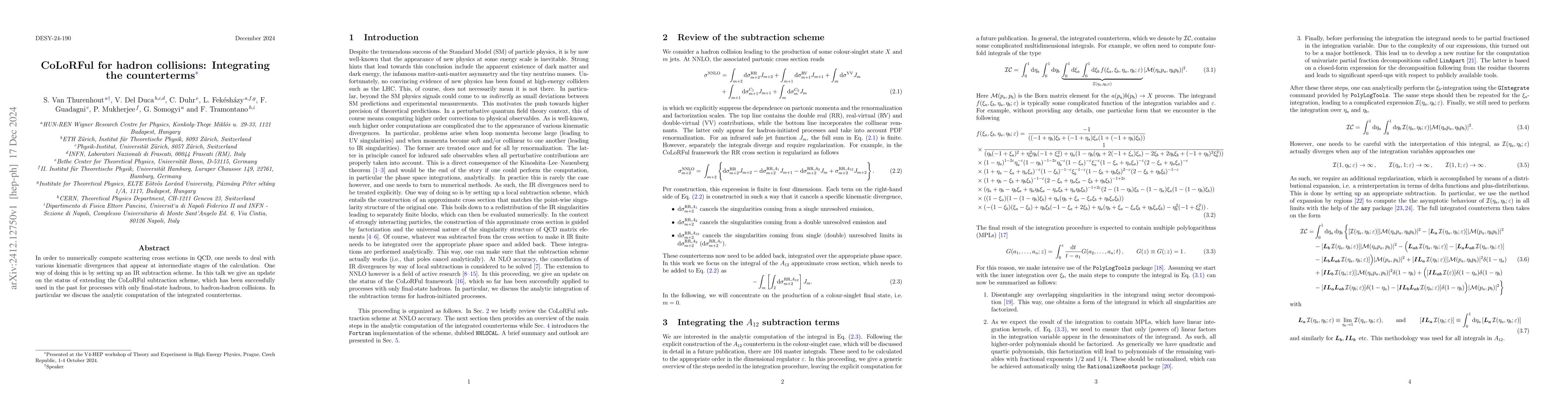 Thumbnail for CoLoRFul for hadron collisions: Integrating the counterterms