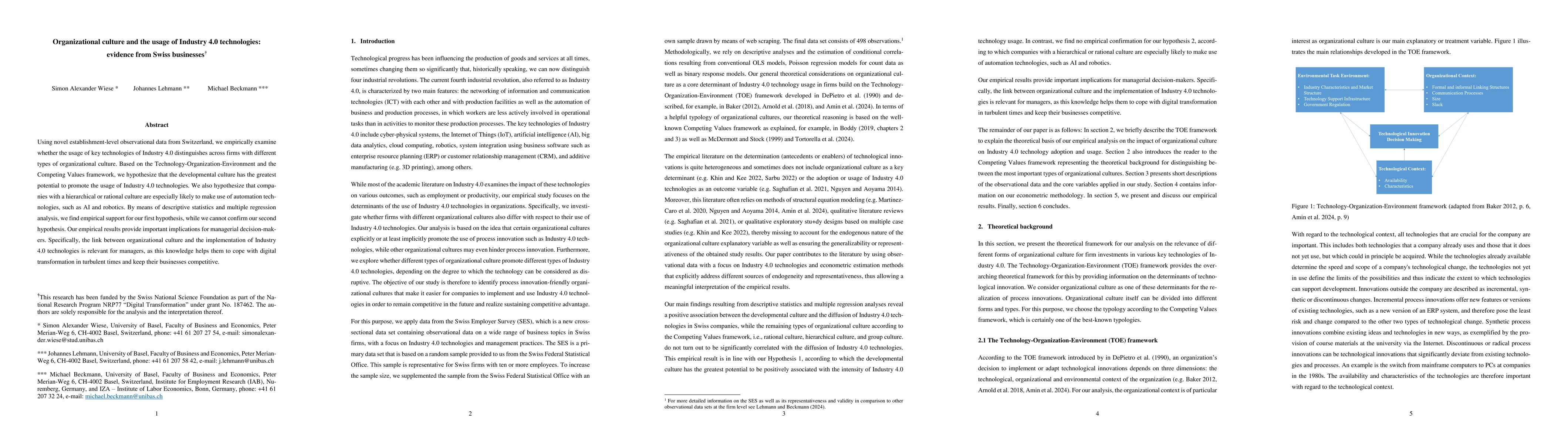 Thumbnail for Organizational culture and the usage of Industry 4.0 technologies:
  evidence from Swiss businesses