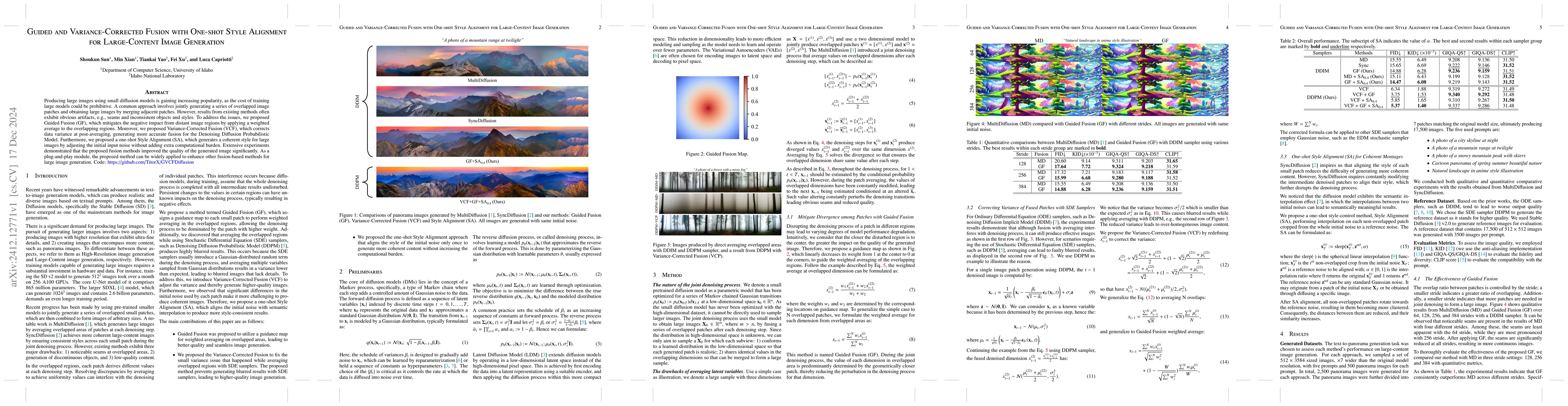 Thumbnail for Guided and Variance-Corrected Fusion with One-shot Style Alignment for
  Large-Content Image Generation