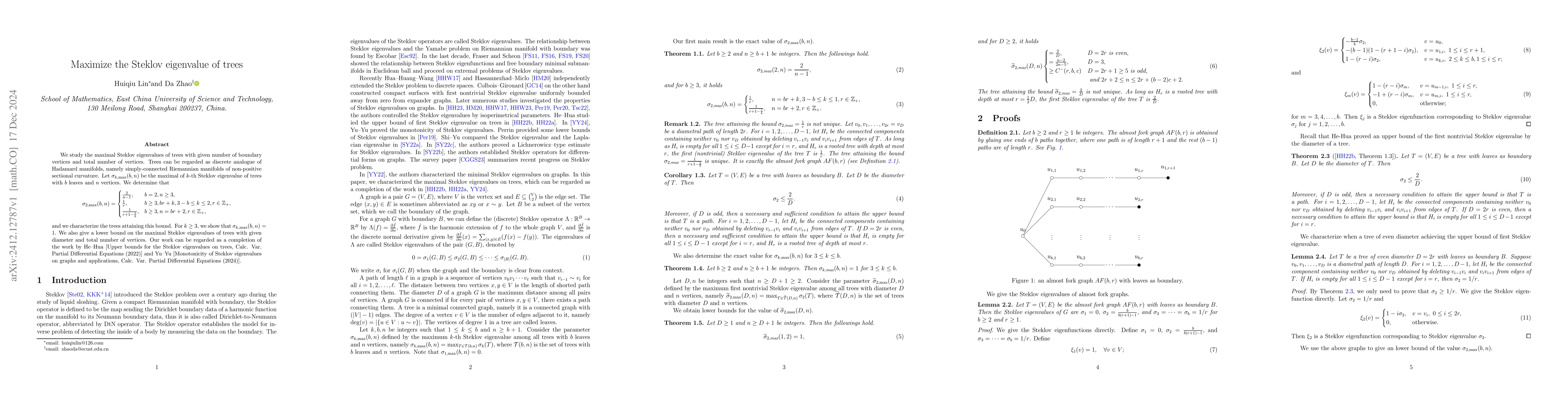 Thumbnail for Maximize the Steklov eigenvalue of trees