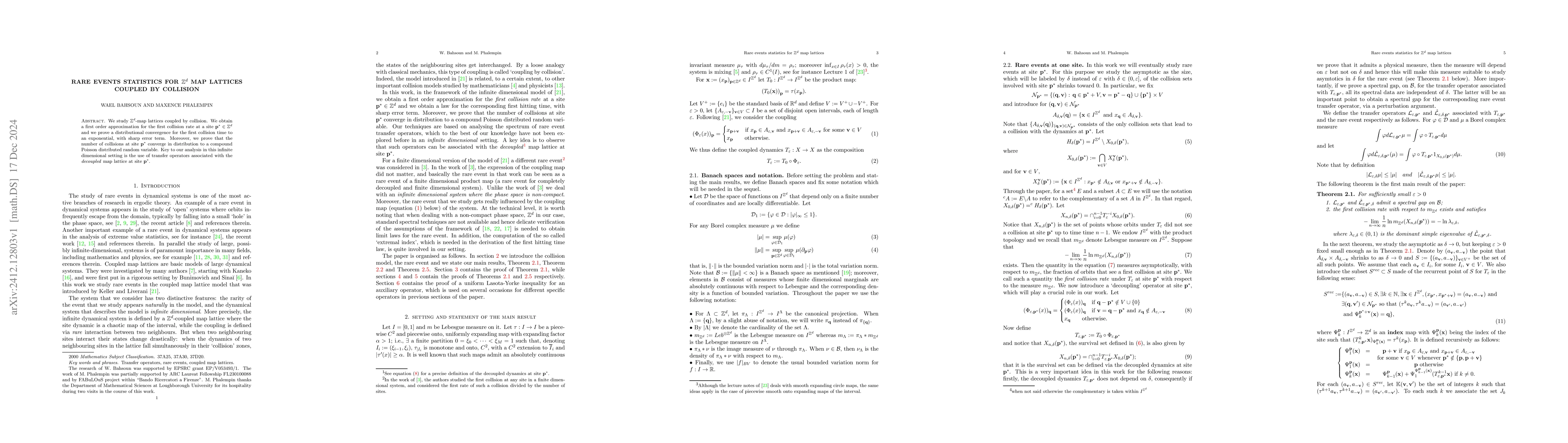 Thumbnail for Rare events statistics for $\mathbb Z^d$ map lattices coupled by
  collision