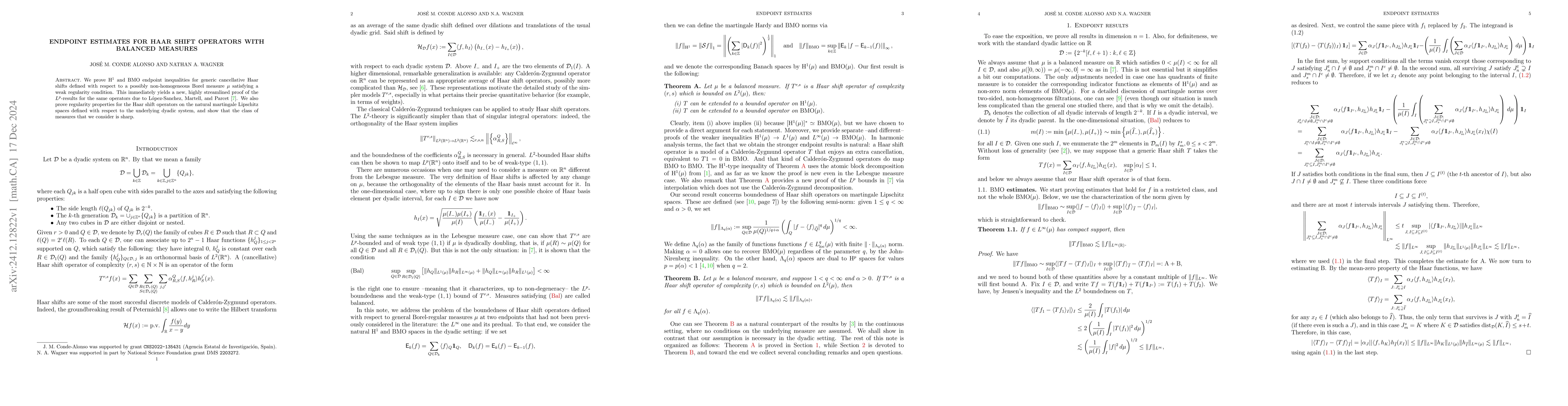 Thumbnail for Endpoint estimates for Haar shift operators with balanced measures