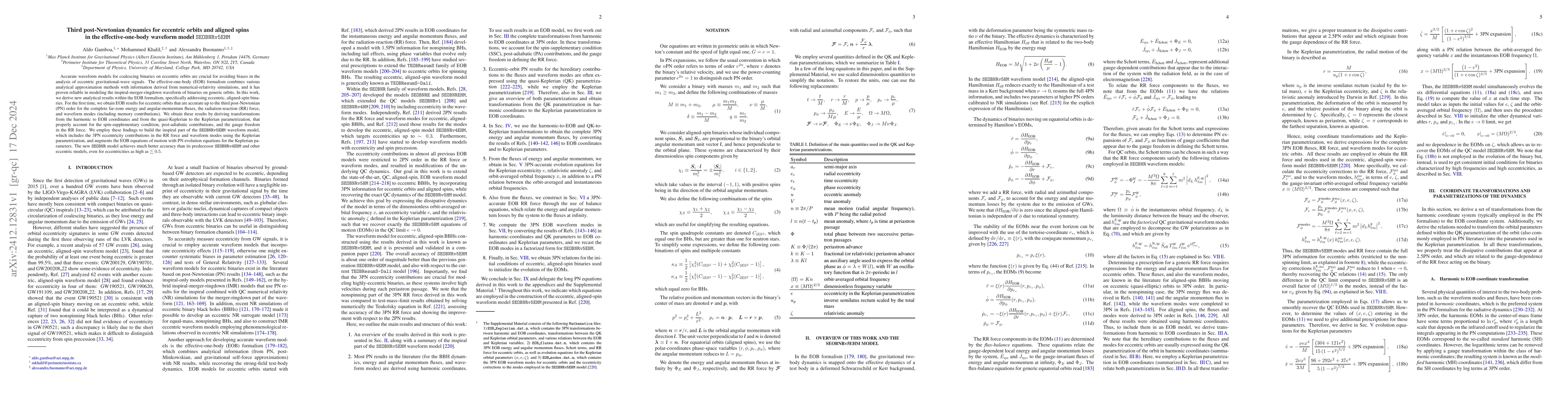 Thumbnail for Third post-Newtonian dynamics for eccentric orbits and aligned spins in
  the effective-one-body waveform model SEOBNRv5EHM