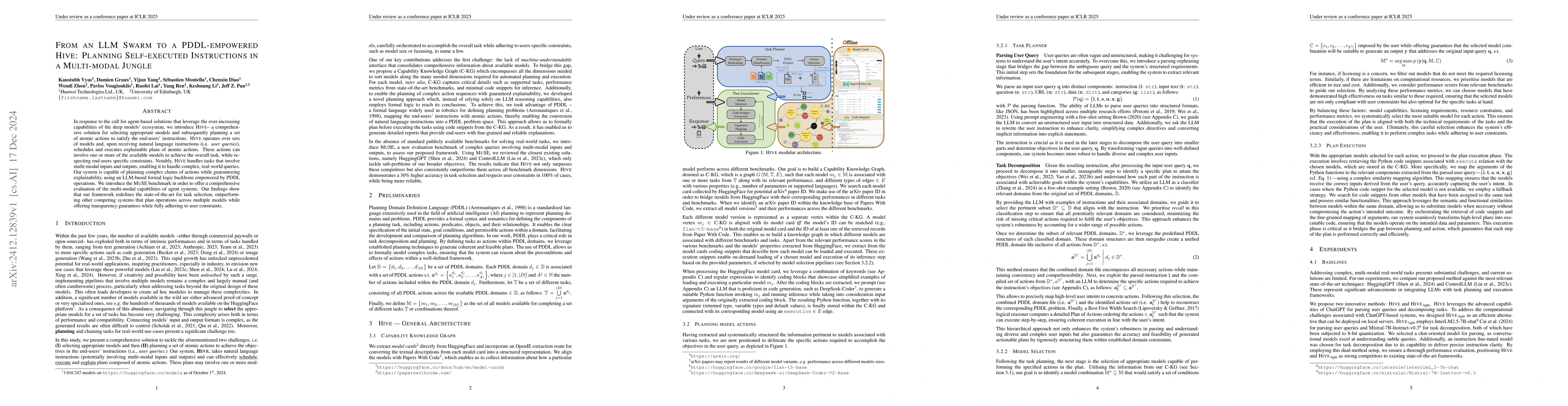 Thumbnail for From An LLM Swarm To A PDDL-Empowered HIVE: Planning Self-Executed
  Instructions In A Multi-Modal Jungle