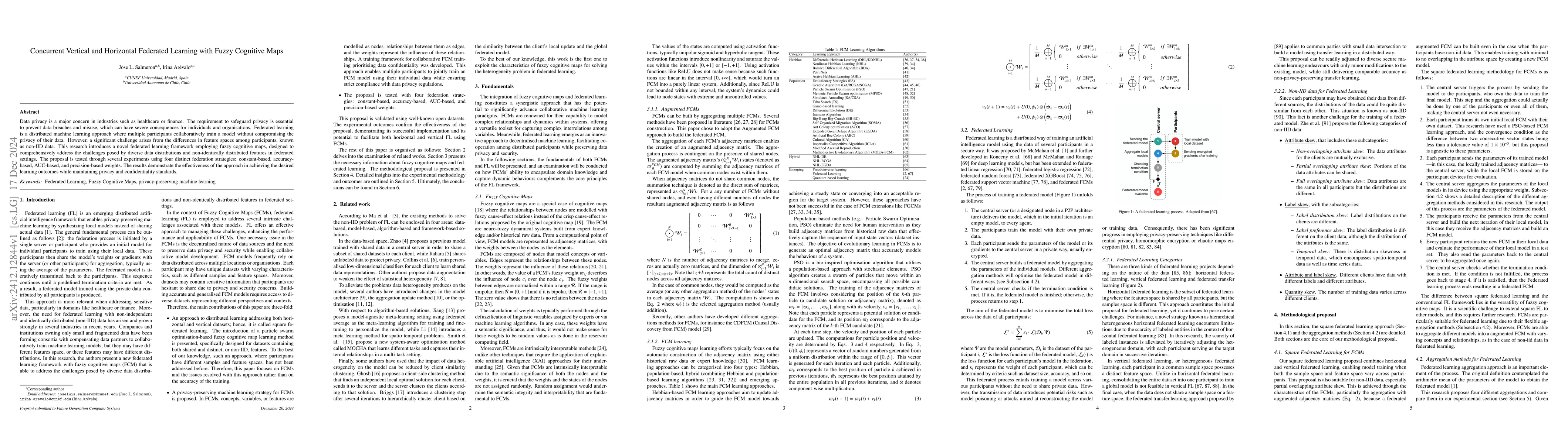 Thumbnail for Concurrent vertical and horizontal federated learning with fuzzy
  cognitive maps