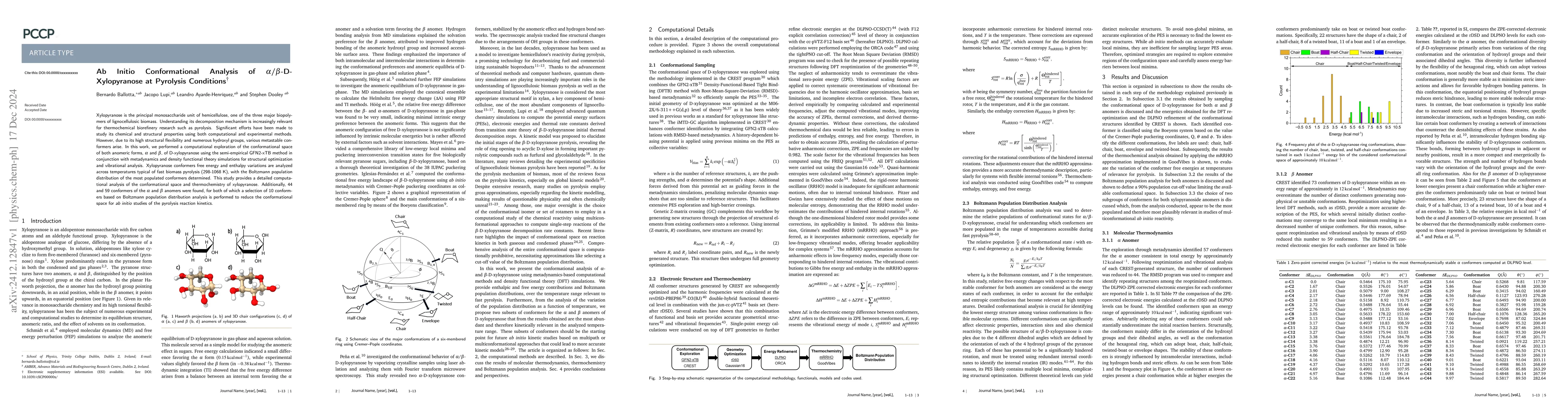 Thumbnail for Ab Initio Conformational Analysis of $α$/$β$-D-Xylopyranose at
  Pyrolysis Conditions