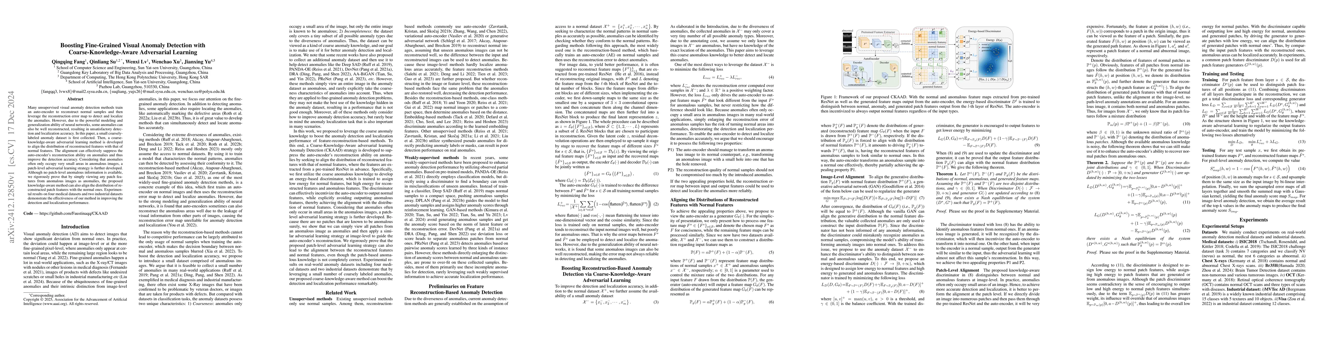 Thumbnail for Boosting Fine-Grained Visual Anomaly Detection with
  Coarse-Knowledge-Aware Adversarial Learning
