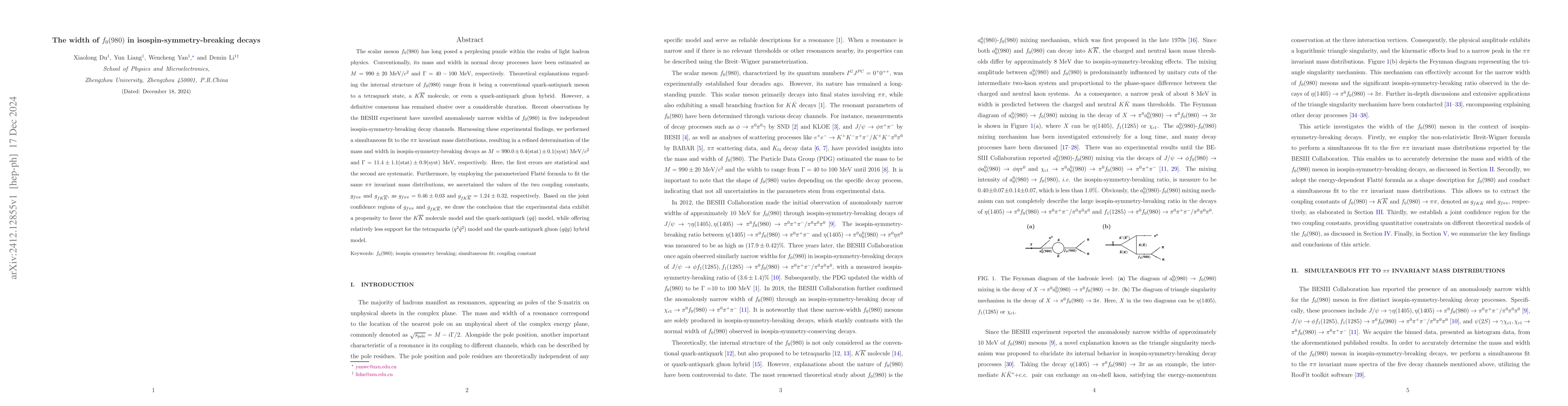 Thumbnail for The width of $f_{0}(980)$ in isospin-symmetry-breaking decays
