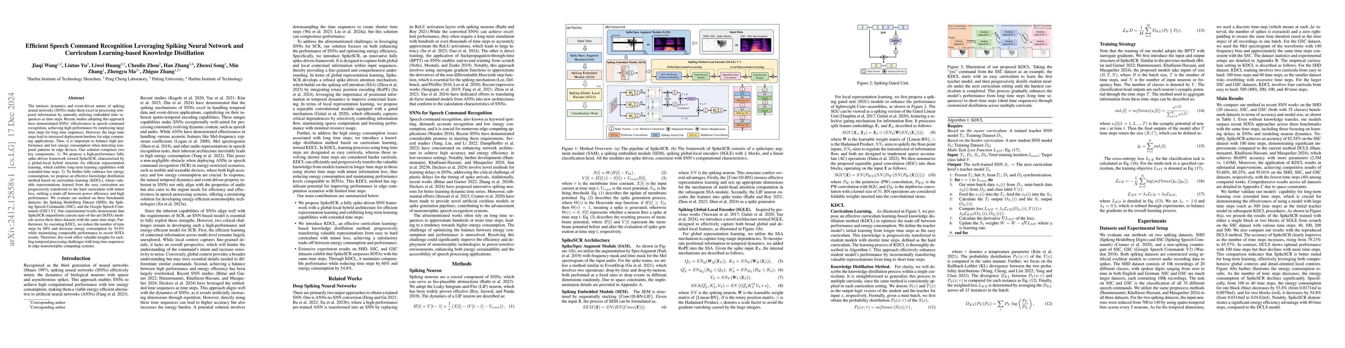 Thumbnail for Efficient Speech Command Recognition Leveraging Spiking Neural Network
  and Curriculum Learning-based Knowledge Distillation