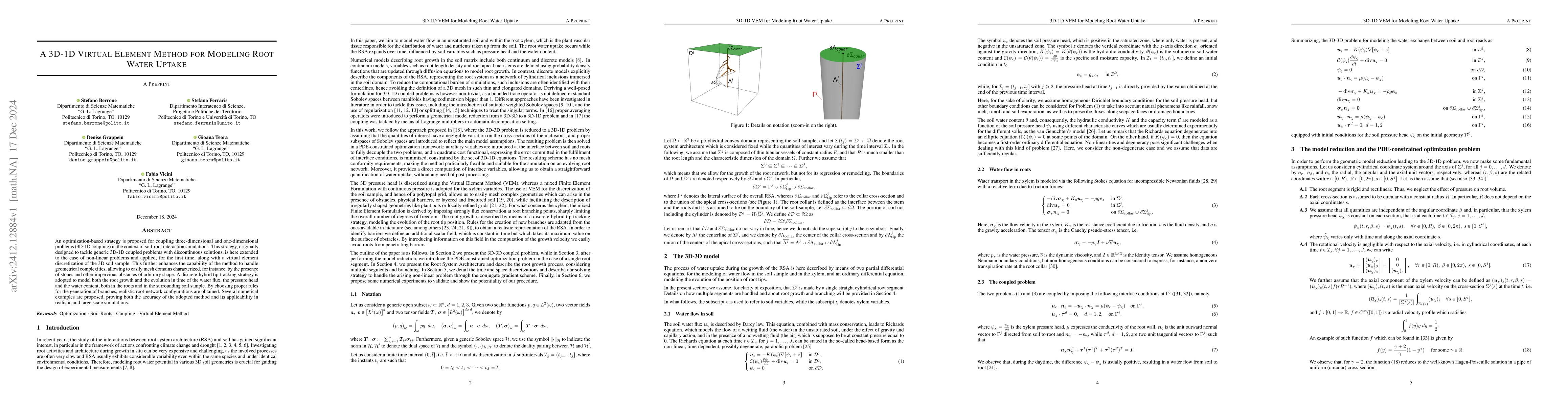 Thumbnail for A 3D-1D Virtual Element Method for Modeling Root Water Uptake