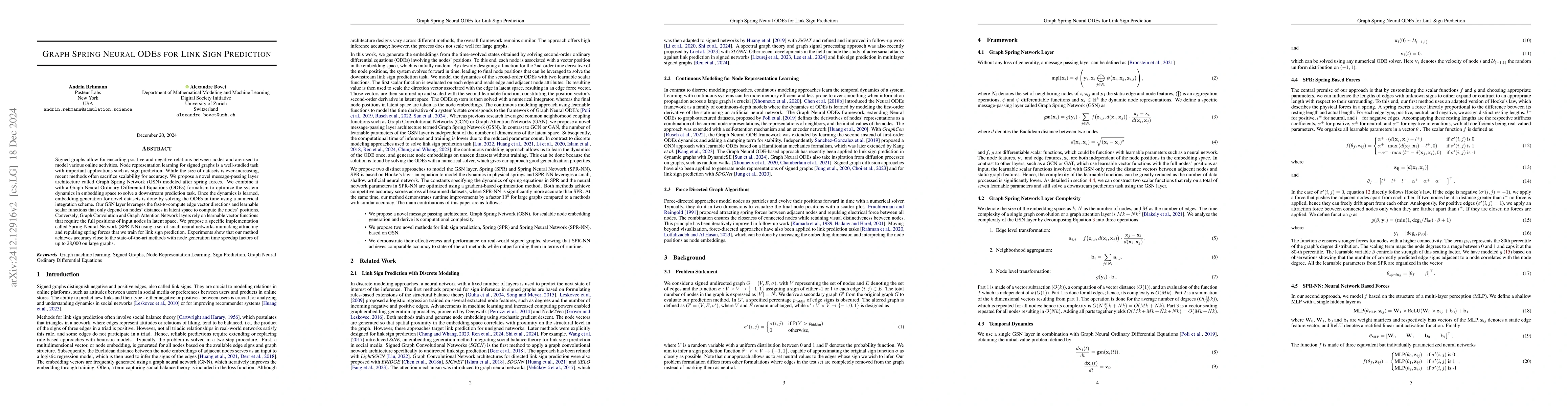Thumbnail for Graph Spring Neural ODEs for Link Sign Prediction