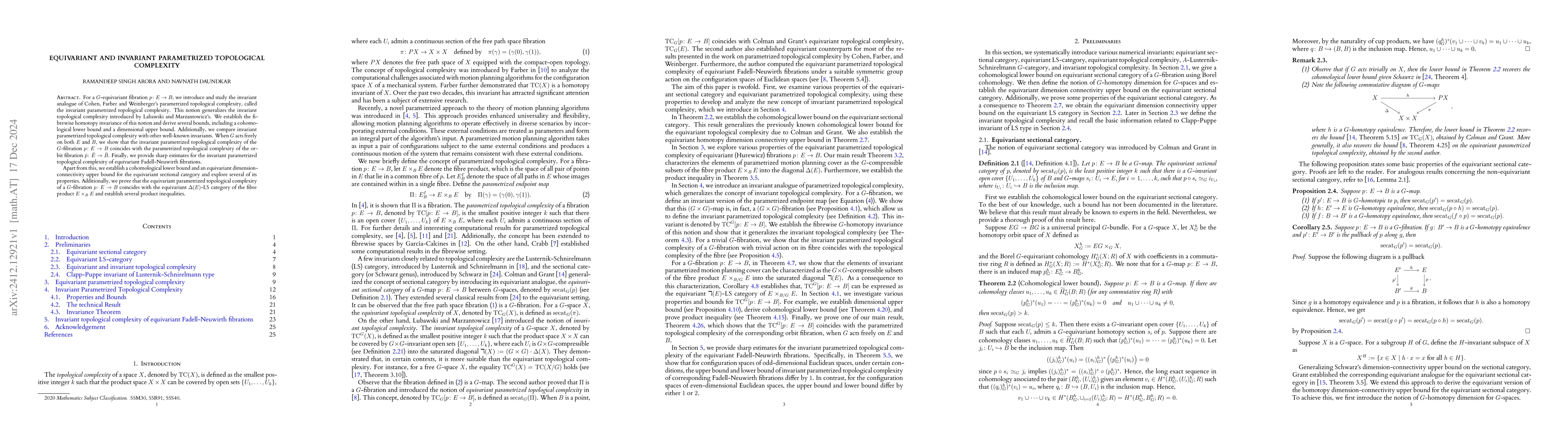 Thumbnail for Equivariant and Invariant Parametrized Topological Complexity