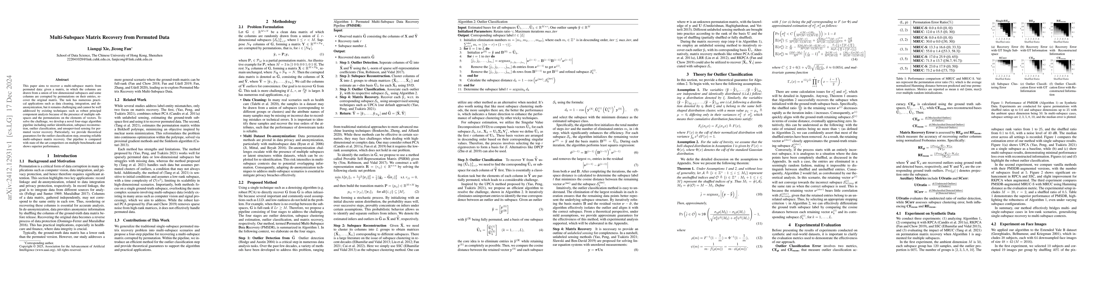 Thumbnail for Multi-Subspace Matrix Recovery from Permuted Data