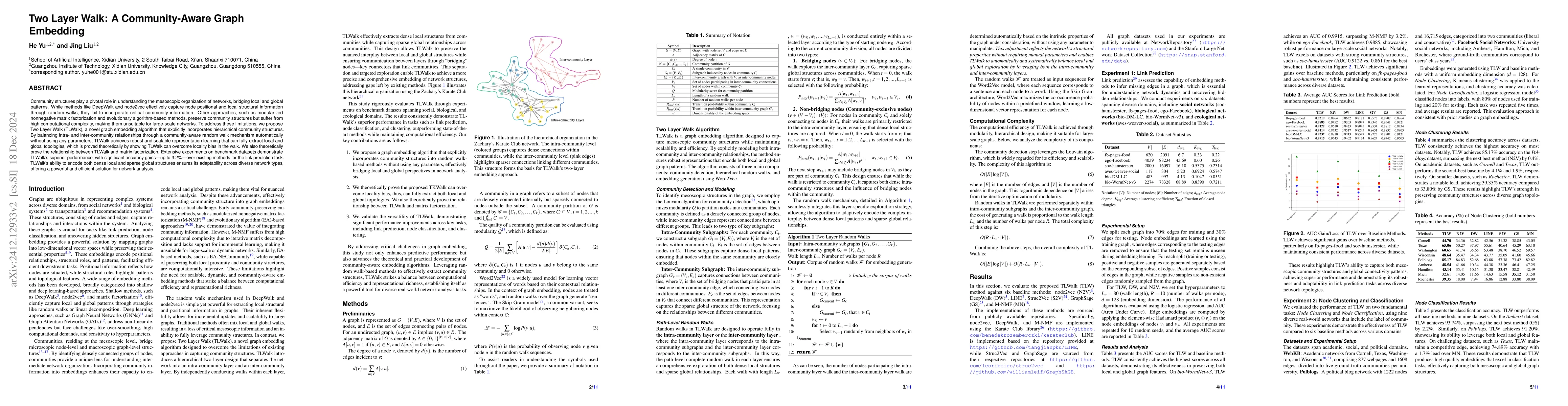 Thumbnail for Two Layer Walk: A Community-Aware Graph Embedding