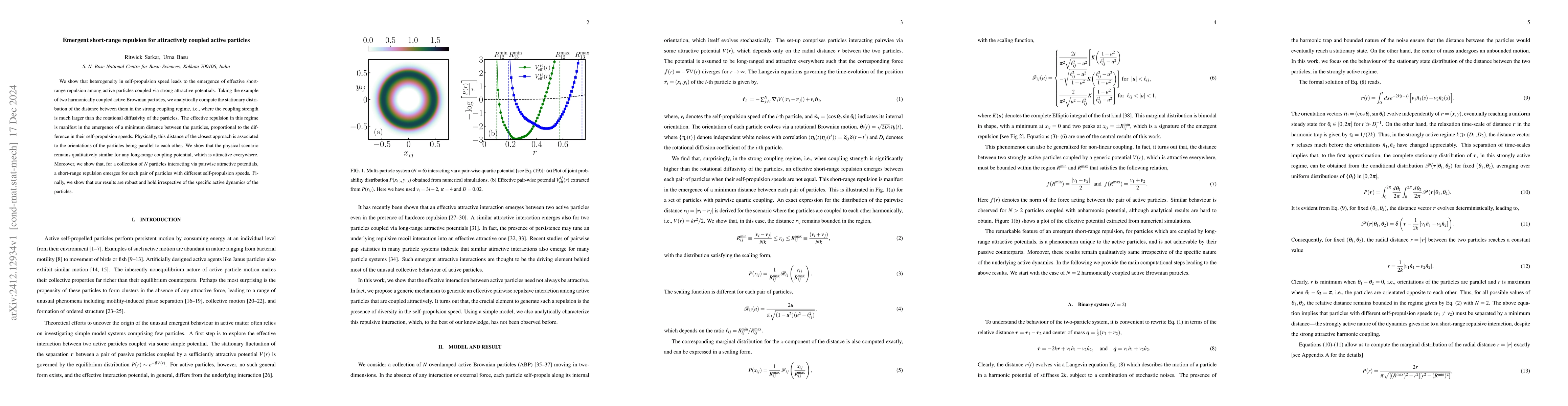 Thumbnail for Emergent short-range repulsion for attractively coupled active particles