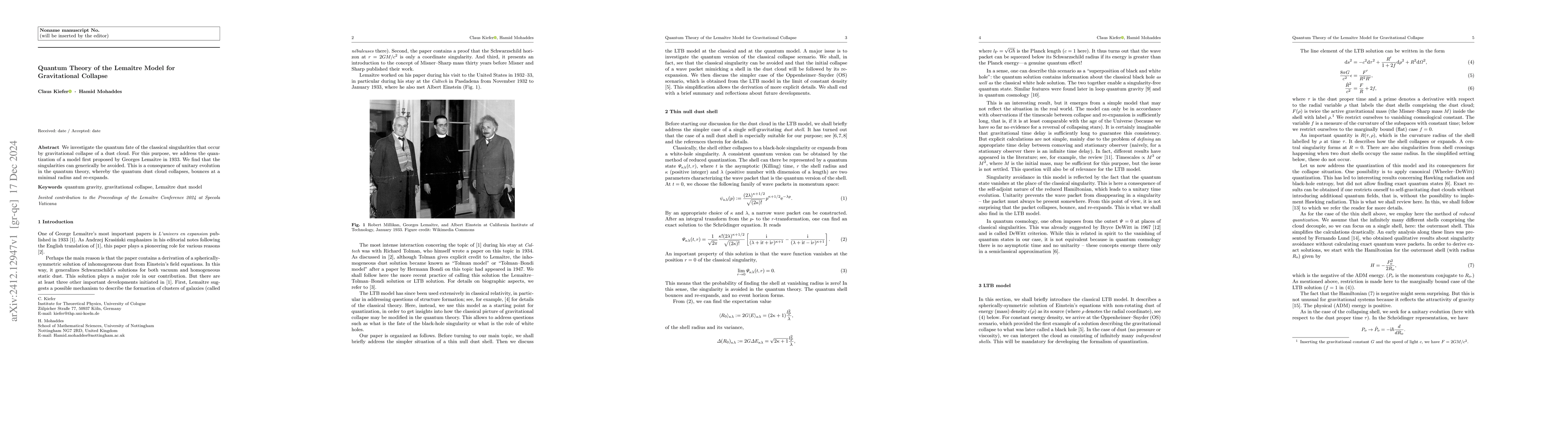 Thumbnail for Quantum theory of the Lemaitre model for gravitational collapse