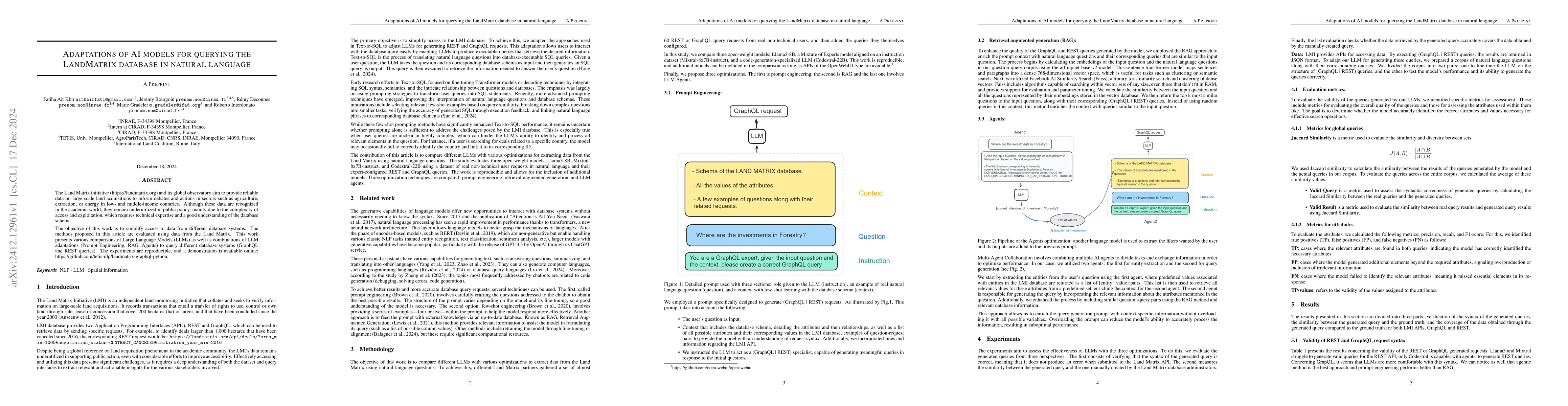 Thumbnail for Adaptations of AI models for querying the LandMatrix database in natural
  language